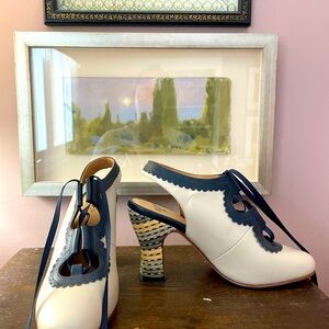 Fleuvog sling back lace up heel